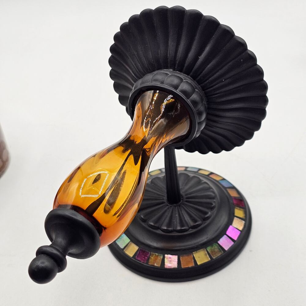 PartyLite Global Fusion Mosaic Wall Sconce Set Amber Blown Glass Candle Holder - Picture 5 of 10